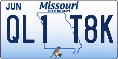 MO license plate QL1T8K