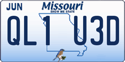 MO license plate QL1U3D
