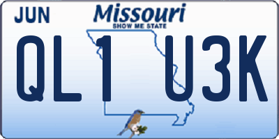 MO license plate QL1U3K