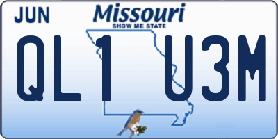 MO license plate QL1U3M