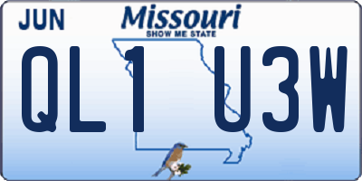 MO license plate QL1U3W