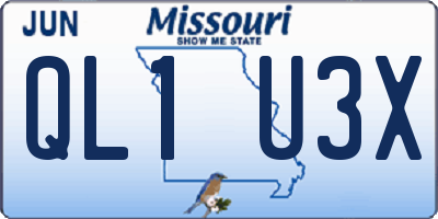 MO license plate QL1U3X