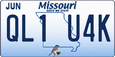 MO license plate QL1U4K