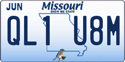 MO license plate QL1U8M