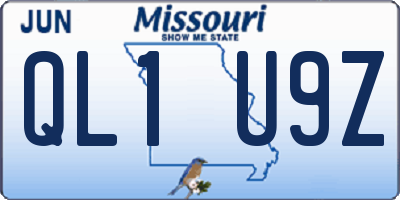 MO license plate QL1U9Z
