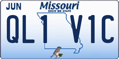 MO license plate QL1V1C