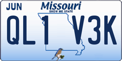 MO license plate QL1V3K