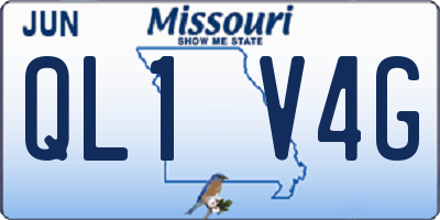 MO license plate QL1V4G