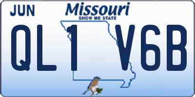 MO license plate QL1V6B