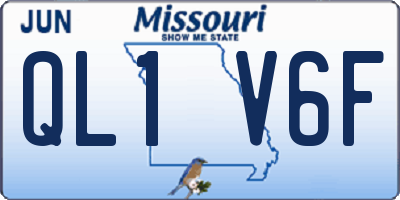 MO license plate QL1V6F