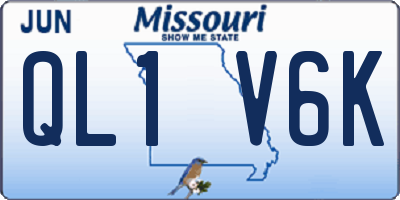 MO license plate QL1V6K