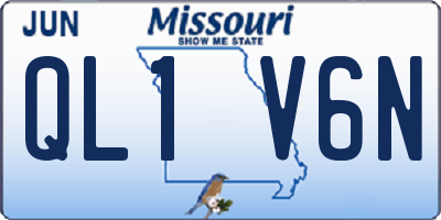 MO license plate QL1V6N