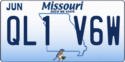 MO license plate QL1V6W