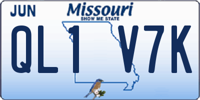 MO license plate QL1V7K