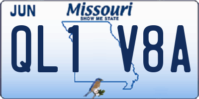MO license plate QL1V8A