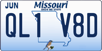 MO license plate QL1V8D