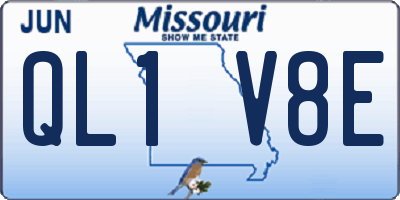 MO license plate QL1V8E