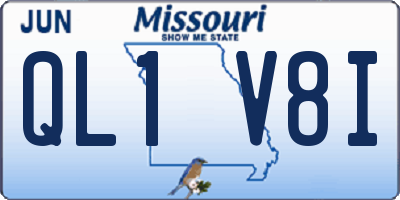MO license plate QL1V8I