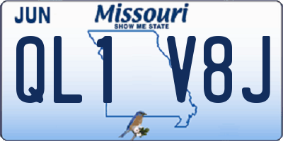 MO license plate QL1V8J