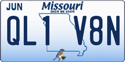 MO license plate QL1V8N