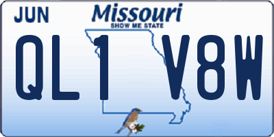 MO license plate QL1V8W