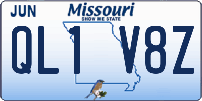 MO license plate QL1V8Z