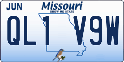 MO license plate QL1V9W