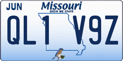 MO license plate QL1V9Z