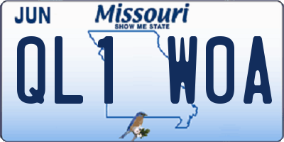 MO license plate QL1W0A