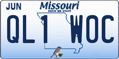 MO license plate QL1W0C