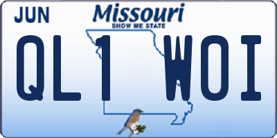 MO license plate QL1W0I