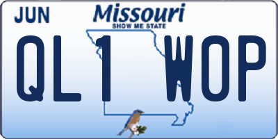 MO license plate QL1W0P