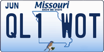 MO license plate QL1W0T