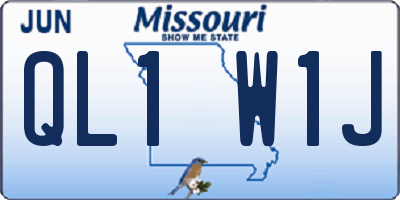 MO license plate QL1W1J