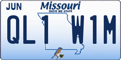 MO license plate QL1W1M