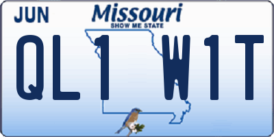 MO license plate QL1W1T