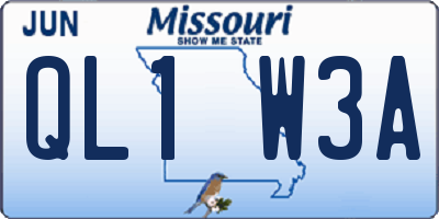 MO license plate QL1W3A