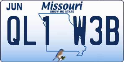 MO license plate QL1W3B