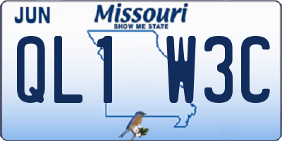 MO license plate QL1W3C