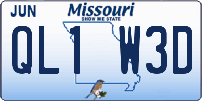 MO license plate QL1W3D
