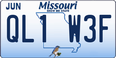 MO license plate QL1W3F