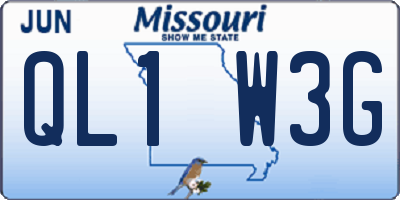 MO license plate QL1W3G