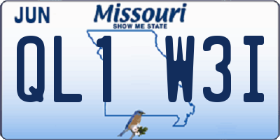 MO license plate QL1W3I