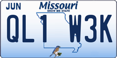 MO license plate QL1W3K