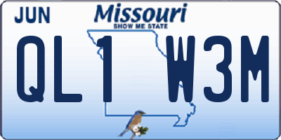 MO license plate QL1W3M