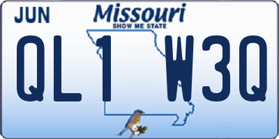 MO license plate QL1W3Q