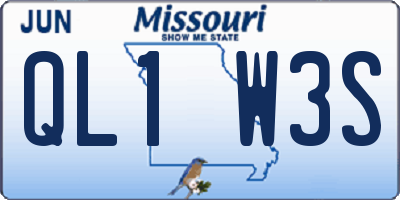 MO license plate QL1W3S