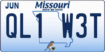 MO license plate QL1W3T