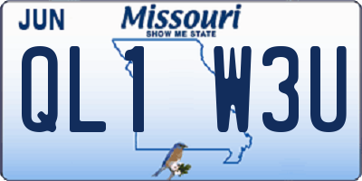 MO license plate QL1W3U