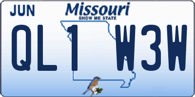 MO license plate QL1W3W